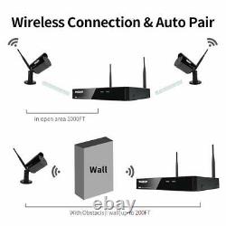 1080P 8CH WiFi Wireless Outdoor Security Audio IP CCTV Camera System NVR Lot