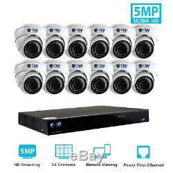 16 Channel 8MP 4K NVR 12 X 5MP 1920P PoE IP Cam Dome Security Camera System 2TB