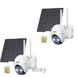 2PCS ieGeek Outdoor 4G LTE Solar Security Camera Wireless Home Battery CCTV Cam