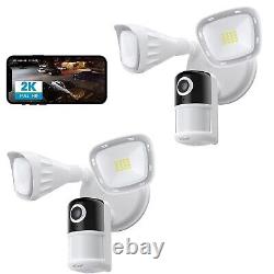 2PCS ieGeek Outdoor Floodlight Camera 2K Home WiFi Security Camera IP CCTV Cam