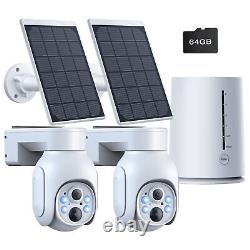 2/3/4PC PTZ 4MP Wireless Solar Battery Power Security Camera System Lot Outdoor