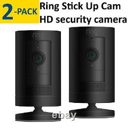 2-Pack Ring Stick Up Cam Battery HD security camera Works with Alexa Black