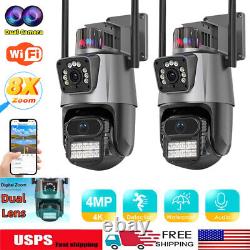 2x 8MP 4K Wifi Security Camera Dual Lens 8X Zoom Outdoor PTZ IP Night Vision Cam
