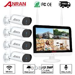 3MP CCTV Security Camera System WiFi 8CH NVR 12Monitor Night Vision Cam Outdoor