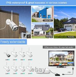3MP HD IP Wireless Security Camera System Outdoor Audio CCTV 8CH NVR monitor Cam