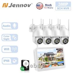 3MP HD Outdoor IP Wireless Security Camera System CCTV PTZ Audio Cam 8CH NVR 1TB