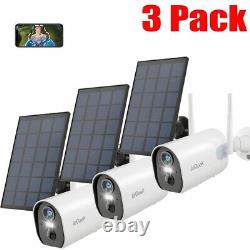 3PCS ieGeek Outdoor Solar Security Camera Home Wireless WiFi Battery CCTV Cam