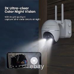 3Pack Outdoor Wireless Security Camera 2K Home WiFi Battery Powered CCTV IR Cam