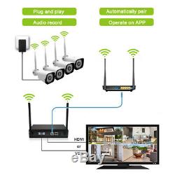 4CH Wireless HD 1080P NVR Outdoor IR IP WIFI Camera CCTV Security System Kit Cam