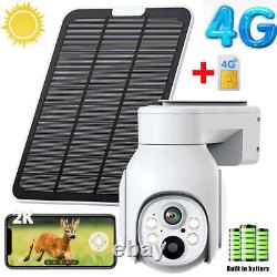 4G LTE PTZ Security Camera Cam Solar panel & SIM Card 2-way audio outdoor Home