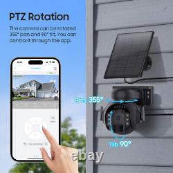 4G Security Camera Solar Battery Powered Outdoor Trail Cam PTZ 3MP HD + SIM Card