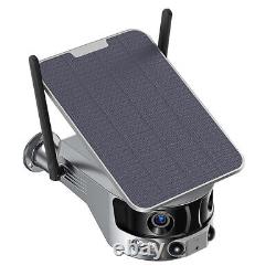 4G WIFI Solar Security Camera CCTV Outdoor Dual Lens 180° Panoramic Ultra 4K CAM