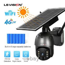 4G/WiFi 1080P HD Solar Power PTZ IP Camera Security CCTV Waterproof Outdoor Cam
