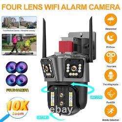 4K 4MP Wifi Security Camera Outdoor Four-Lens 8/10X Zoom PTZ IP Night Vision Cam