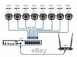 4MP 1440P PoE Security IP Camera System 16CH NVR 3TB HDD 8xB400 Cam RLK16-410B8