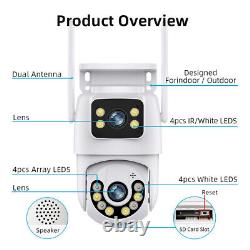 4PCS 4K Dual Lens WiFi IP Camera Wireless Outdoor CCTV PTZ Home Security IR Cam
