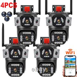 4PCS 9MP 4K Wifi Security Camera 3 Lens 10X Zoom Outdoor PTZ IP Night Vision Cam