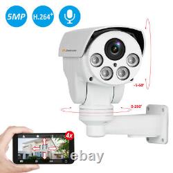 5MP PTZ POE IP Camera Outdoor Audio Bullet 4X Zoom Smart Home Security CCTV Cam