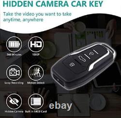 64GB Spy Camera Car Key HD 1080P Hidden Nanny 360 min Battery Home Security Cam