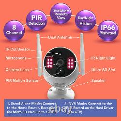 8CH 1080P Audio Wireless Outdoor CCTV Night Vision Camera Home Security System