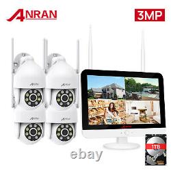 8CH 1296P CCTV Audio Security Camera System Wireless 12Monitor WiFi NVR 1TB HDD