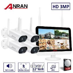 8CH 3MP HD Security Camera System Wireless Outdoor with 12 Monitor WiFi NVR 1TB