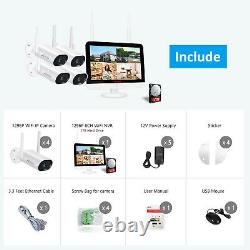 8CH 3MP HD Security Camera System Wireless Outdoor with 12 Monitor WiFi NVR 1TB