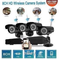 8CH Wireless Security Camera System NVR IR-CUT 720P Cam Home Outdoor Waterproof