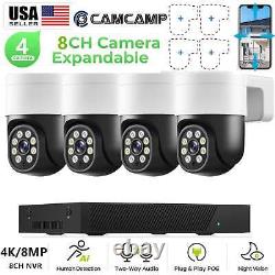 8MP/4K 8CH NVR PoE Security Camera CCTV System H. 265 24/7 Record 355° PTZ Cam