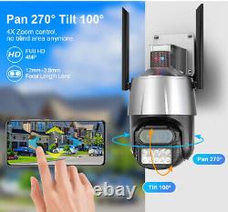 8MP Wifi Security Camera Dual Lens 1-8X Zoom Outdoor PTZ IP Night Vision IR Cam