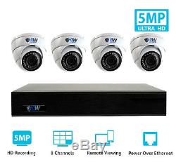 8 Channel 8MP 4K NVR 4 X 5MP 1920P PoE IP Cam Home Dome Security Camera System