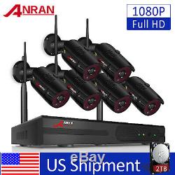 ANRAN 1080P HD Outdoor Wireless Security Camera System WIFI 8CH NVR with 2TB HDD