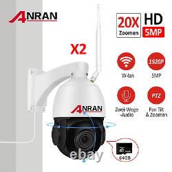 ANRAN 5MP Security Camera Wireless Outdoor WIFI Home 20X PTZ with 2Way Audio 64G