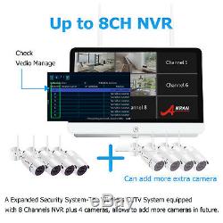 ANRAN 8CH 12 Monitor 1080P Wireless Security Camera System Outdoor 1TB HDD CCTV