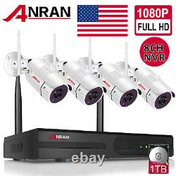 ANRAN CCTV WIFI Wireless Security Camera System 1080P HD 8CH NVR 1TB HDD Outdoor