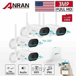 ANRAN Security Camera System 3MP CCTV Wireless Outdoor 4CH 1TB Pan Zoom Audio 2K