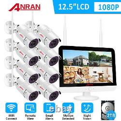 ANRAN Security Camera System With 12inch monitor Home Wireless 4 6 8PCS 2TB HDD