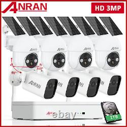ANRAN Solar Battery Security Camera System 3MP HD WiFi Wireless CCTV 1TB Outdoor