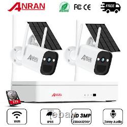 ANRAN Solar Wireless Security Camera System Battery Powered WIFI Audio 1TB HDD