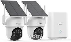 AOSU Security Cameras Outdoor Wireless, 2 Cam-Kit, Solar-Powered