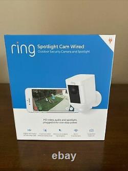 BRAND NEW! Ring Spotlight Cam Security Camera White WIRED 1 Year Warranty