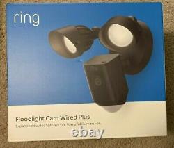 Brand New Ring Floodlight Cam Wired Plus Motion-activated Black Security Camera