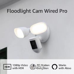 Brand New Ring Floodlight Cam Wired Pro Outdoor 1080p Security Camera White
