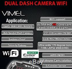 Dual Dash Camera 4K WIFI Wireless Car Taxi Security Cam 2160P Truck Backup Uber