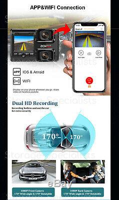 Dual Dash Camera 64GB GPS BEST WIFI Wireless Car Taxi Security Cam Truck Uber