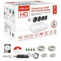 Foscam 8CH POE 1080P Security CCTV Surveillance System Pre-Installed 2TB HDD Cam