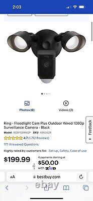 Free Plug In Mount Included! RING Floodlight Cam Plus Security Camera Black