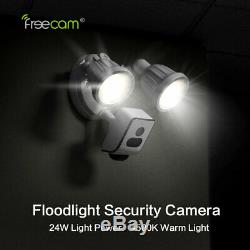 Freecam Home Flood Light Camera Security Cam 1080P Motion-Activated, Siren Alarm