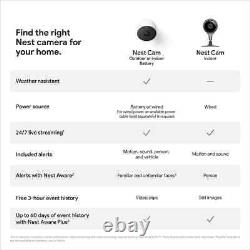 Google Nest Cam Indoor/Outdoor Wireless Security Camera (Battery, Snow) 2 Pack
