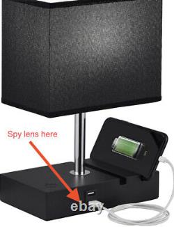 Hidden Spy Camera 4K WiFi P2P Lamp Charging Station Bedside Lamp Nanny Cam